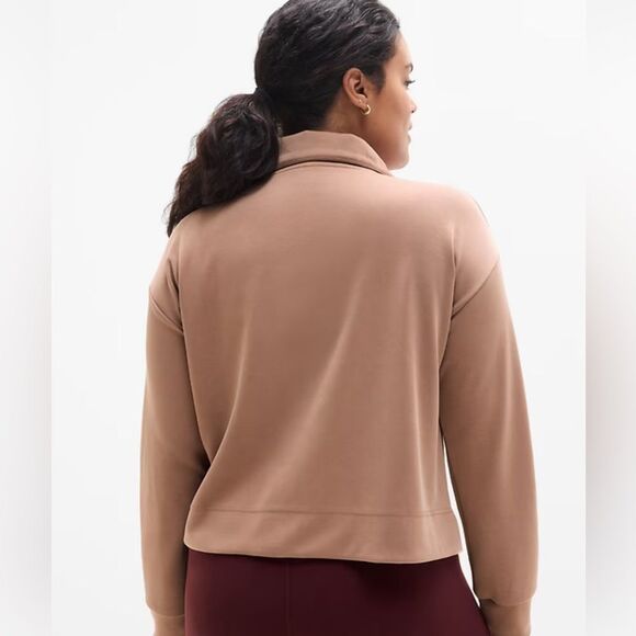 Athleta Taupe Quarter-Zip Sweatshirt - Picture 4 of 13